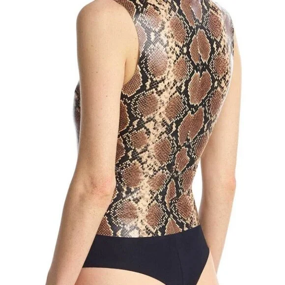 Commando BDS016 Faux Leather Snake Print Bodysuit ( S )